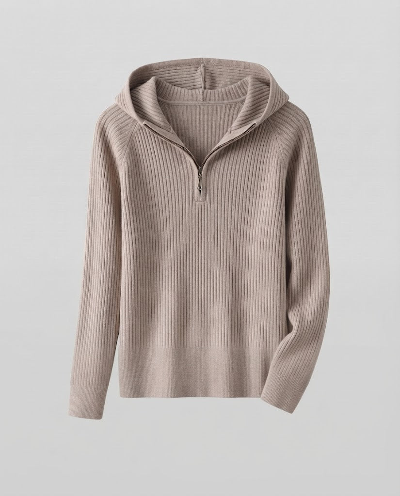 Ladies Cashmere-Look Fine Knit Sweater with Half Zipper and Fine Rib Structure Shop Velvia