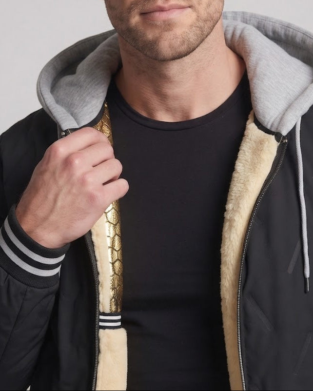 Men's Insulated Bomber Jacket with Faux Fur Collar Shop Velvia