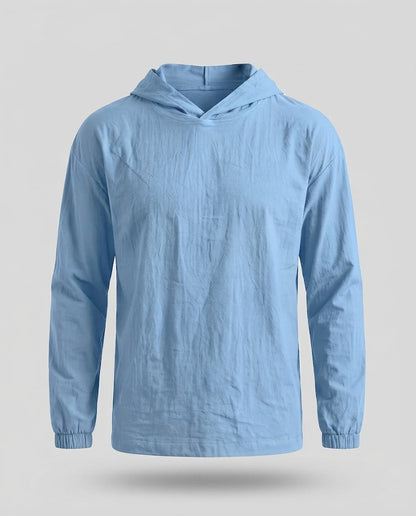Men's Lightweight Hooded Sweater made from Crinkle Functional Fabric with Elastic Cuffs Shop Velvia