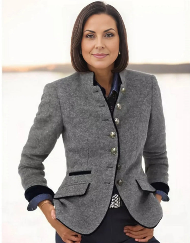 Shop Velvia | Multi-button Women's Jacket Made of Wool with Color Combination