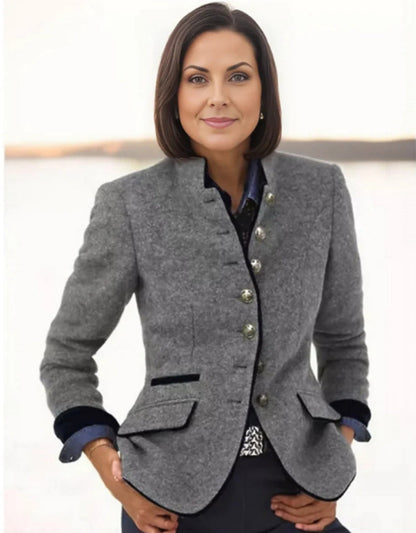 Shop Velvia | Multi-button Women's Jacket Made of Wool with Color Combination
