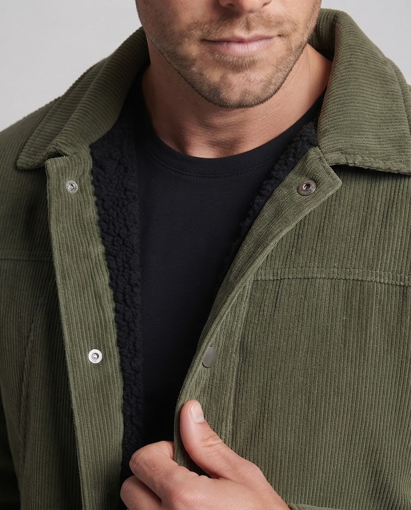 Men's Soft Cord Jacket with Teddy Lining Shop Velvia