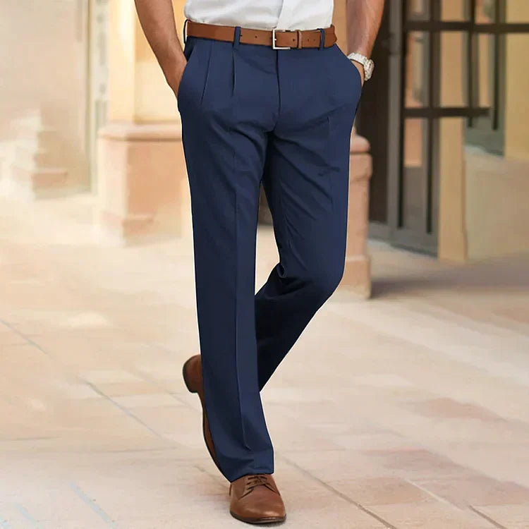 Shop Velvia | Men's Suit Trousers with Crease - Classic Business Pants with Straight Leg for Office, Wedding & Formal Occasions