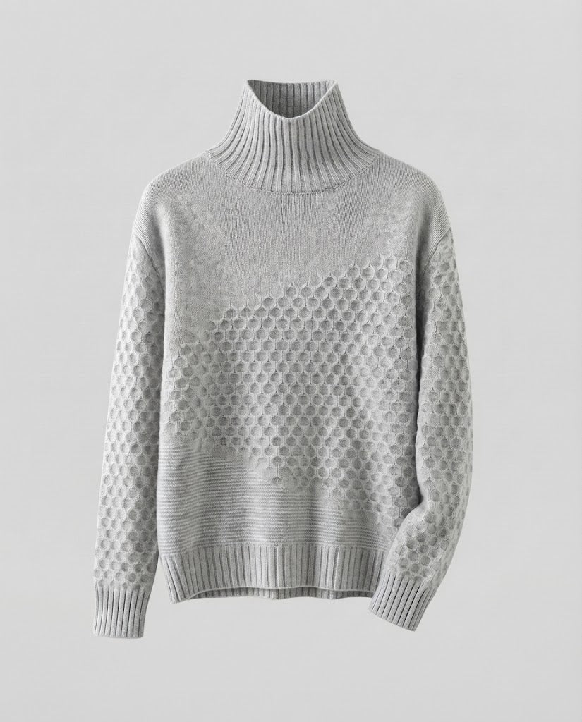 Women Fine Turtleneck Sweater in Mohair Look with Honeycomb Structure Shop Velvia