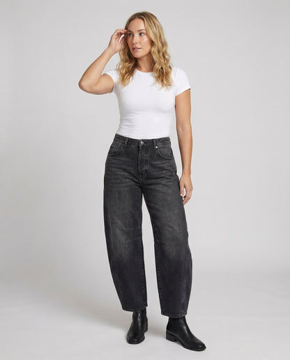 Shop Velvia | Mid Rise Barrel Jeans for Women