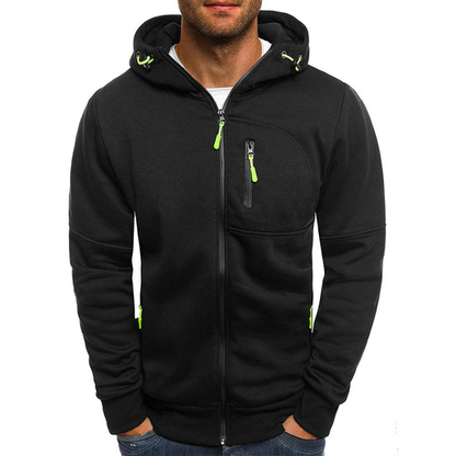 Shop Velvia | Men's Hoodie with Zipper Black Hoodie