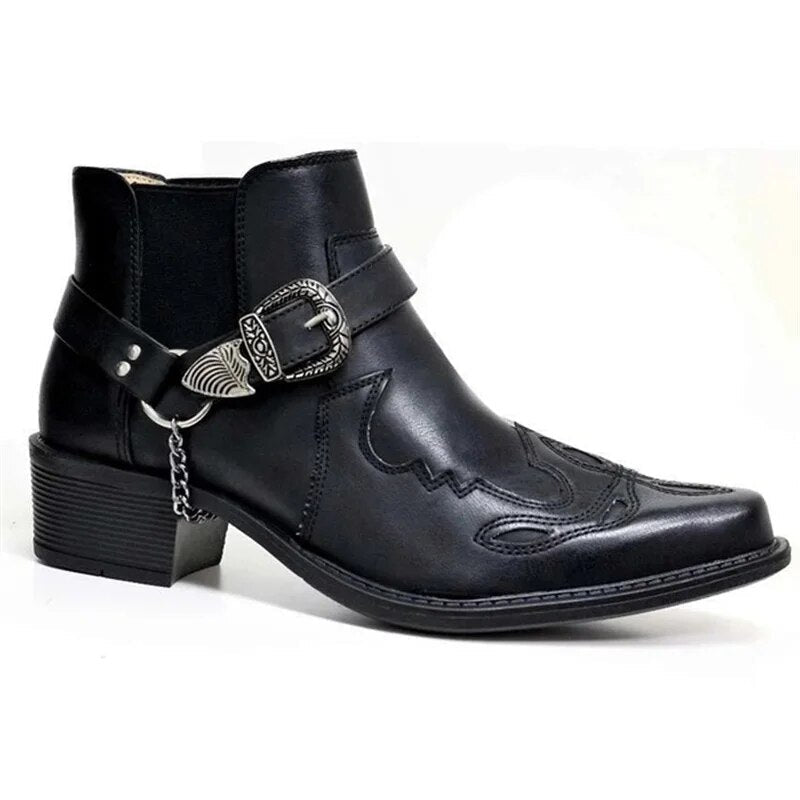 Shop Velvia | Men's Western Boots Black Leather