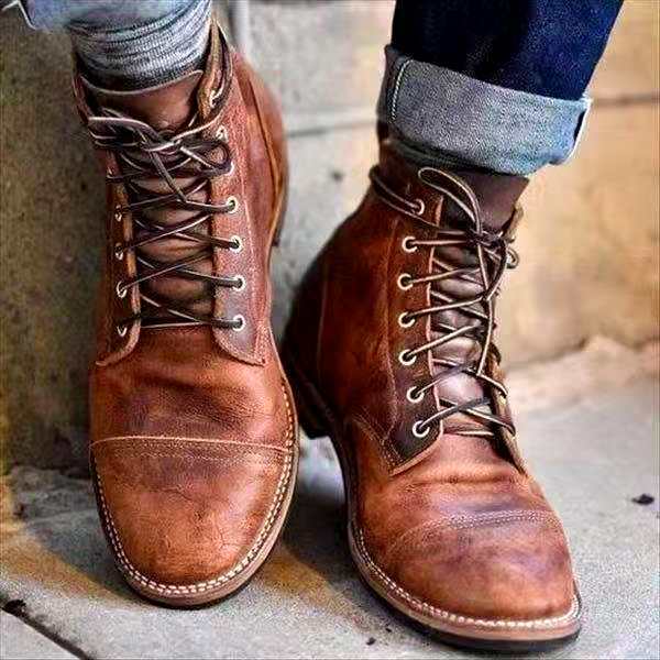 Shop Velvia | Retro Lace-Up Boots for Men