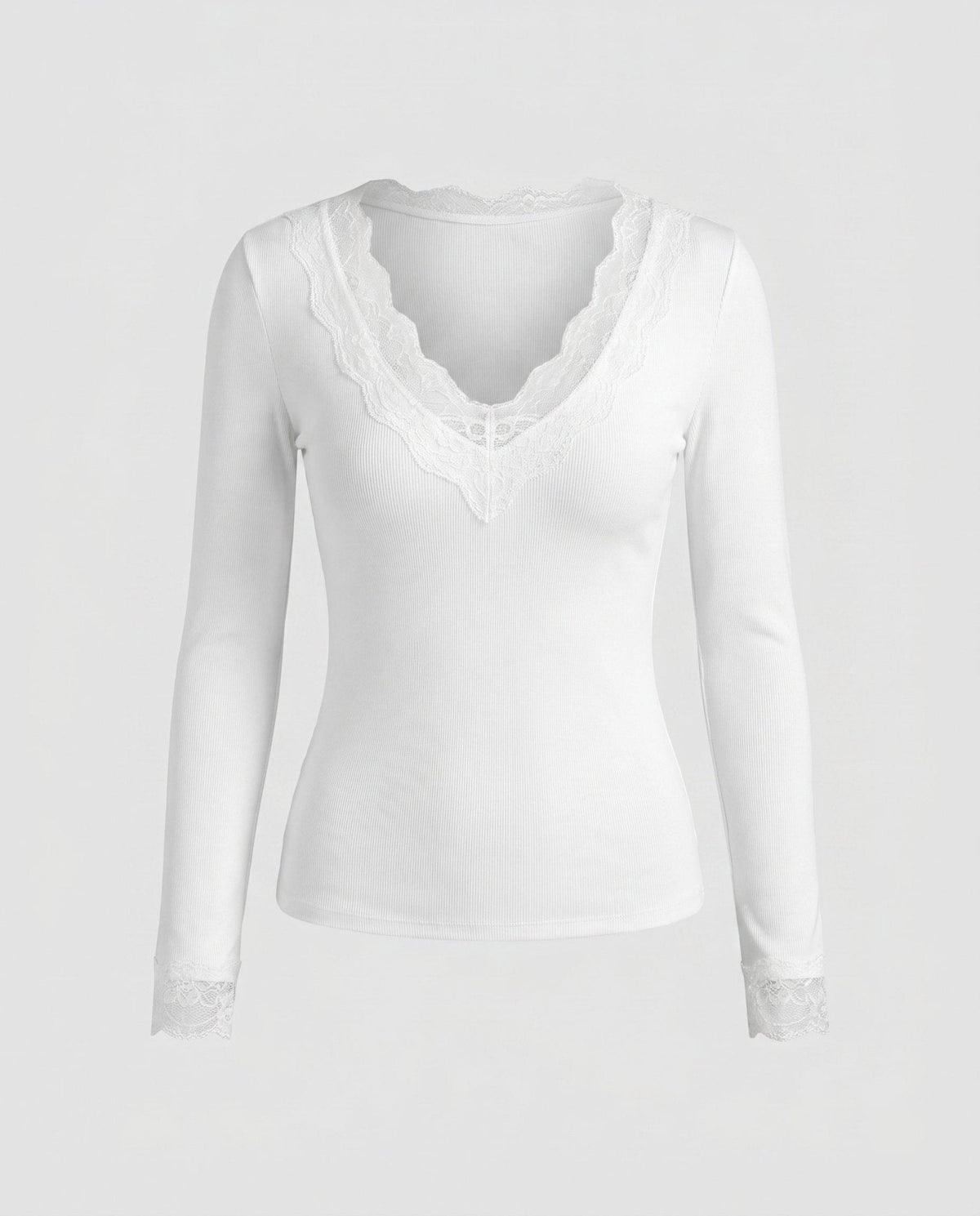 Ladies long sleeve shirt with delicate lace embellishments - Chichicherry