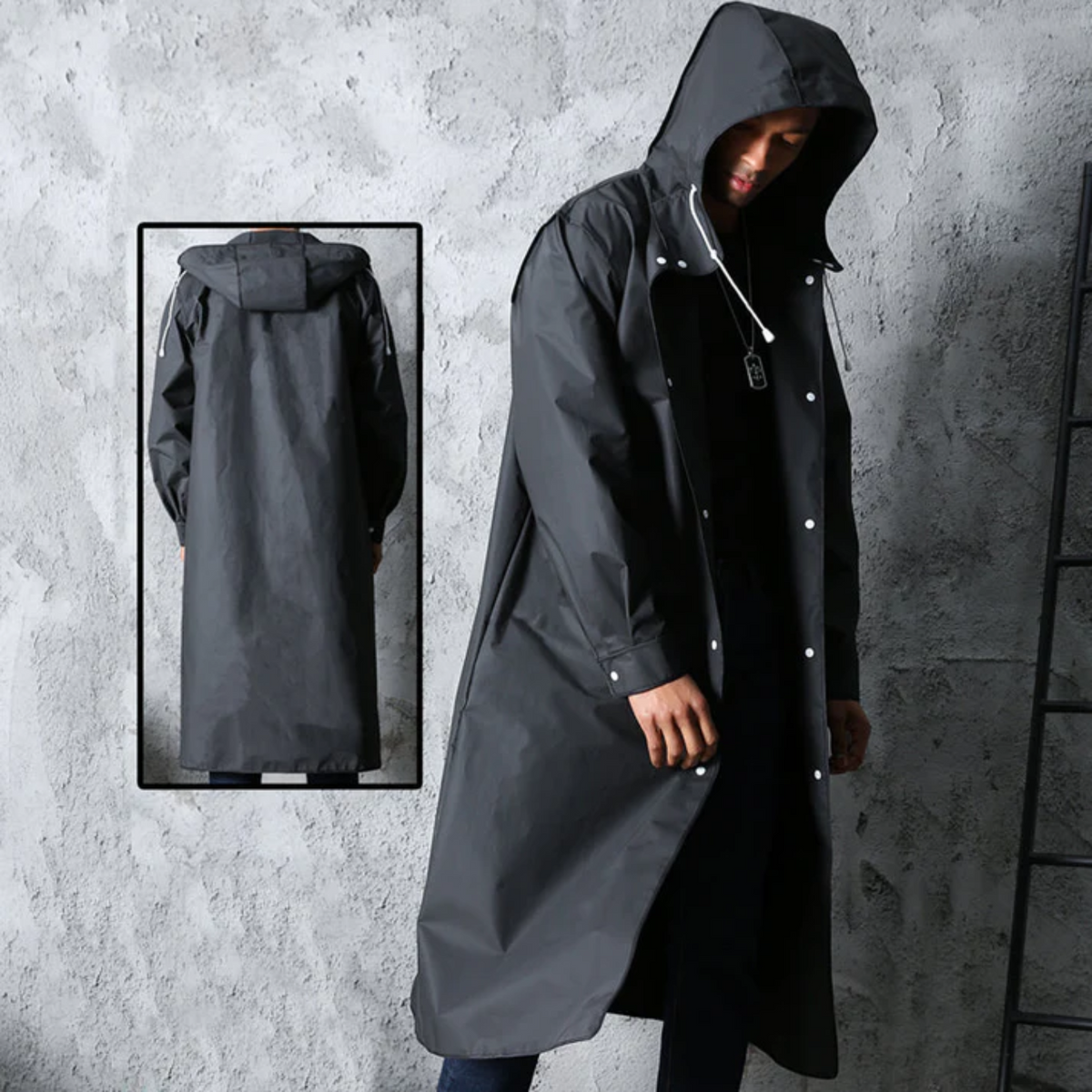 Shop Velvia | Longer waterproof raincoat for men with hood