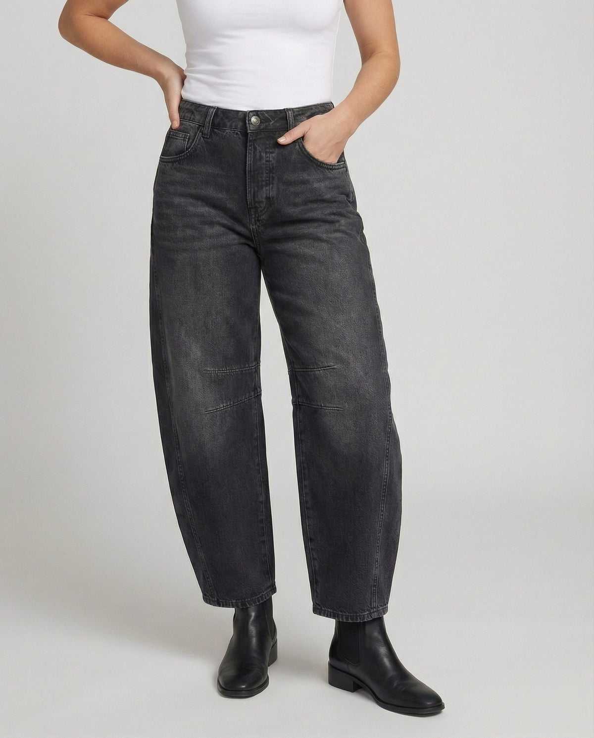 Shop Velvia | Mid Rise Barrel Jeans for Women