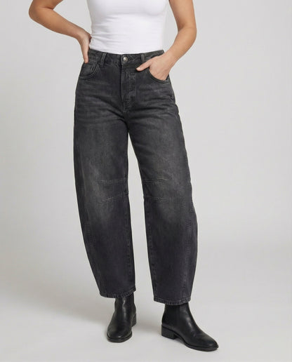 Shop Velvia | Mid Rise Barrel Jeans for Women