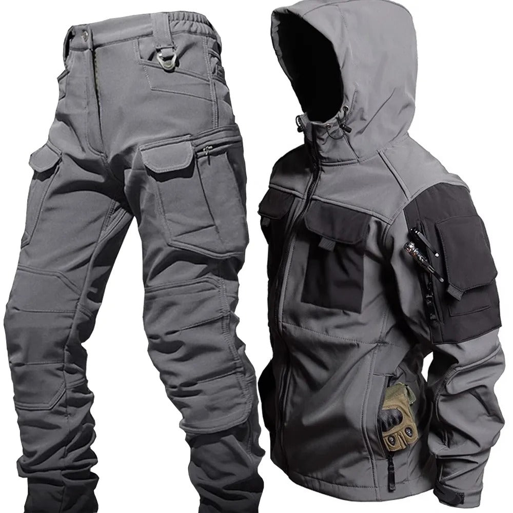 Shop Velvia | Men's Outdoor Tactical Hooded Jacket and Cargo Pants Set