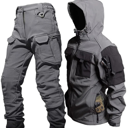 Shop Velvia | Men's Outdoor Tactical Hooded Jacket and Cargo Pants Set