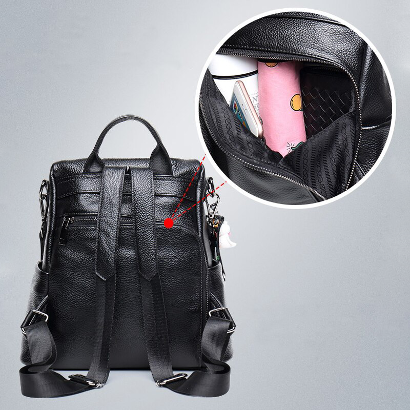 Shop Velvia | Anti-Theft Leather Backpack