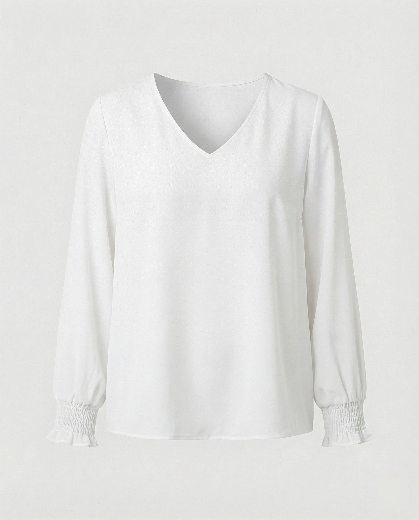 Ladies elegant blouse with deep V-neck and voluminous sleeves