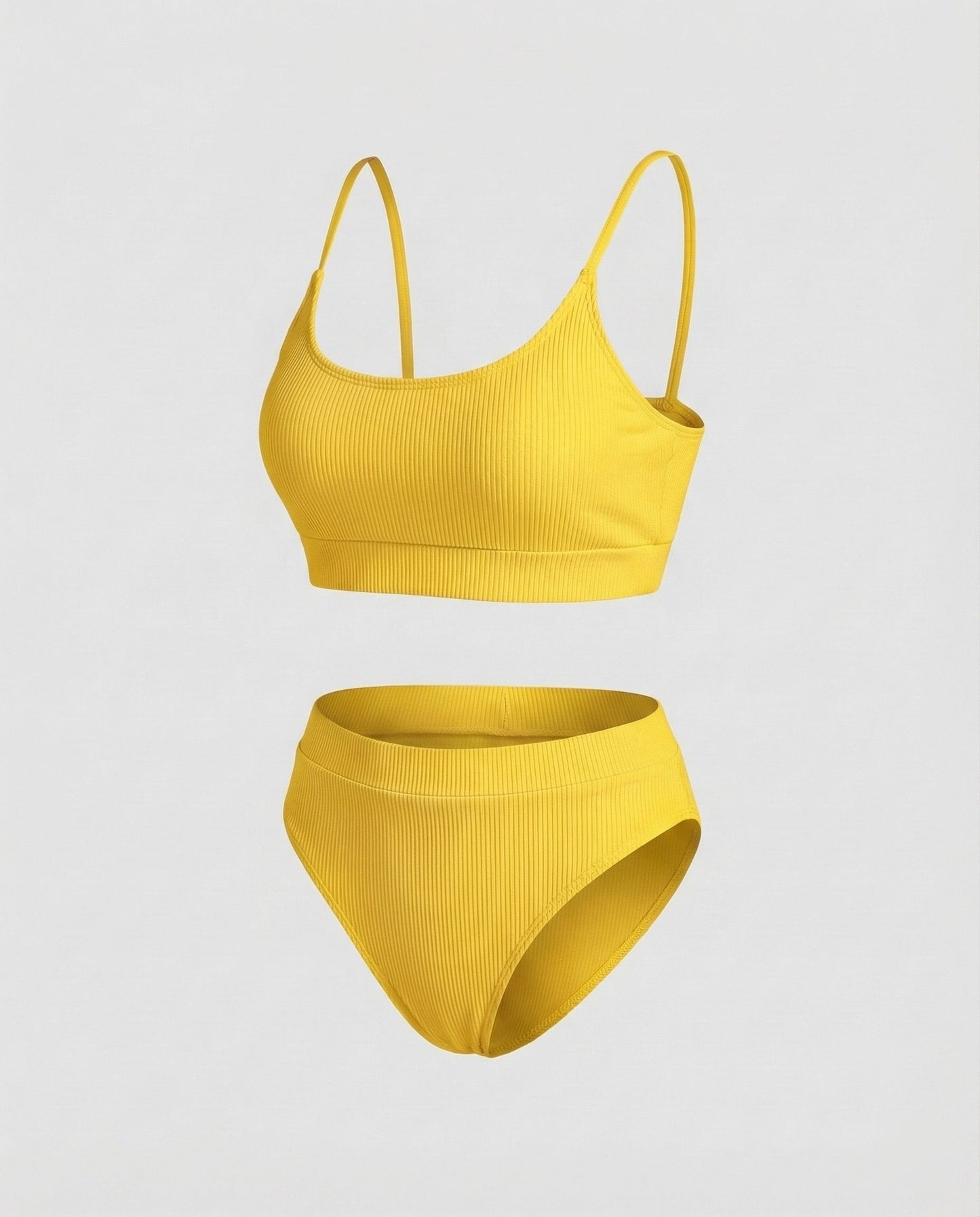 Women's Ribbed Bikini Set Spaghetti Strap Bustier