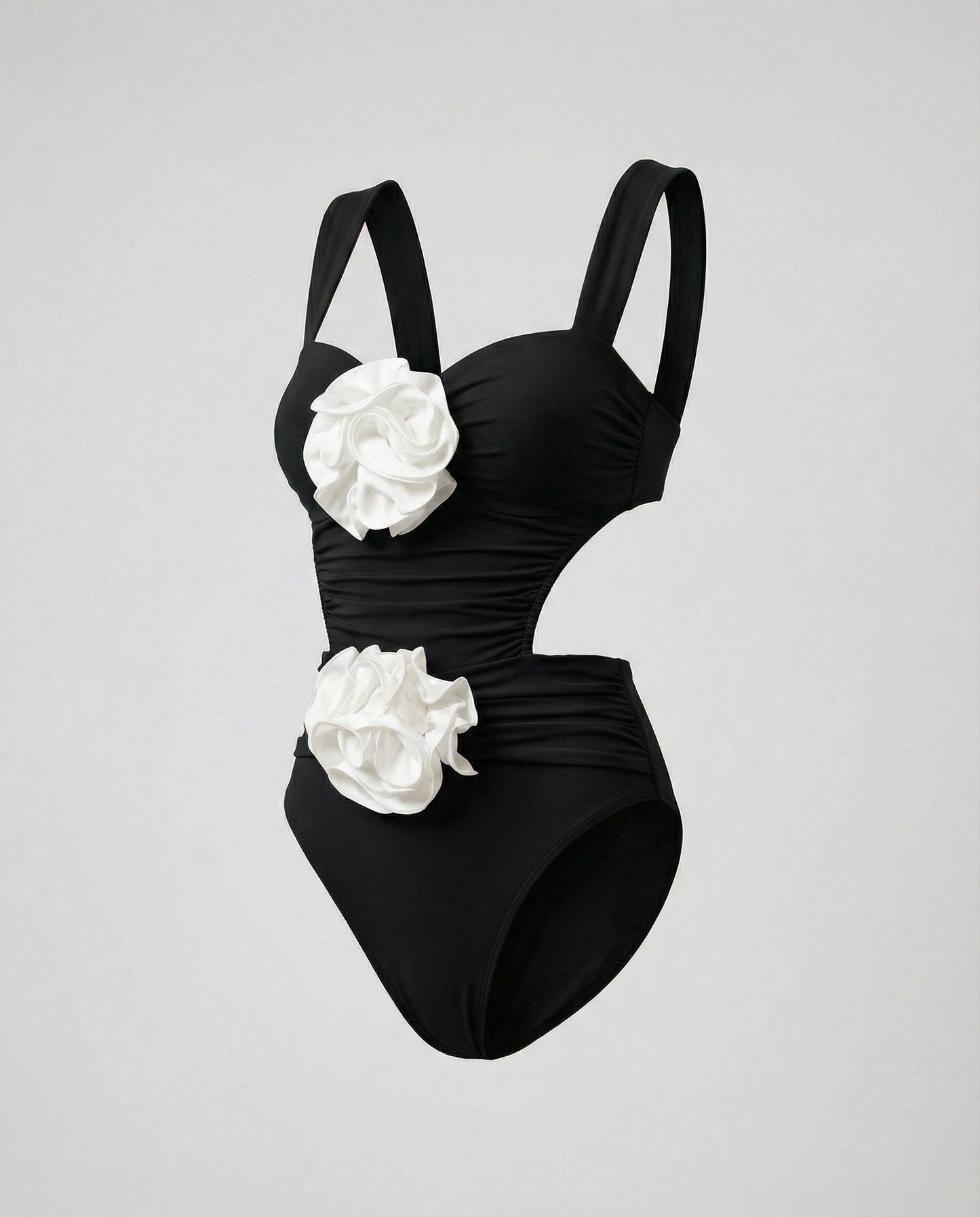 Women's swimsuit with rose appliqués