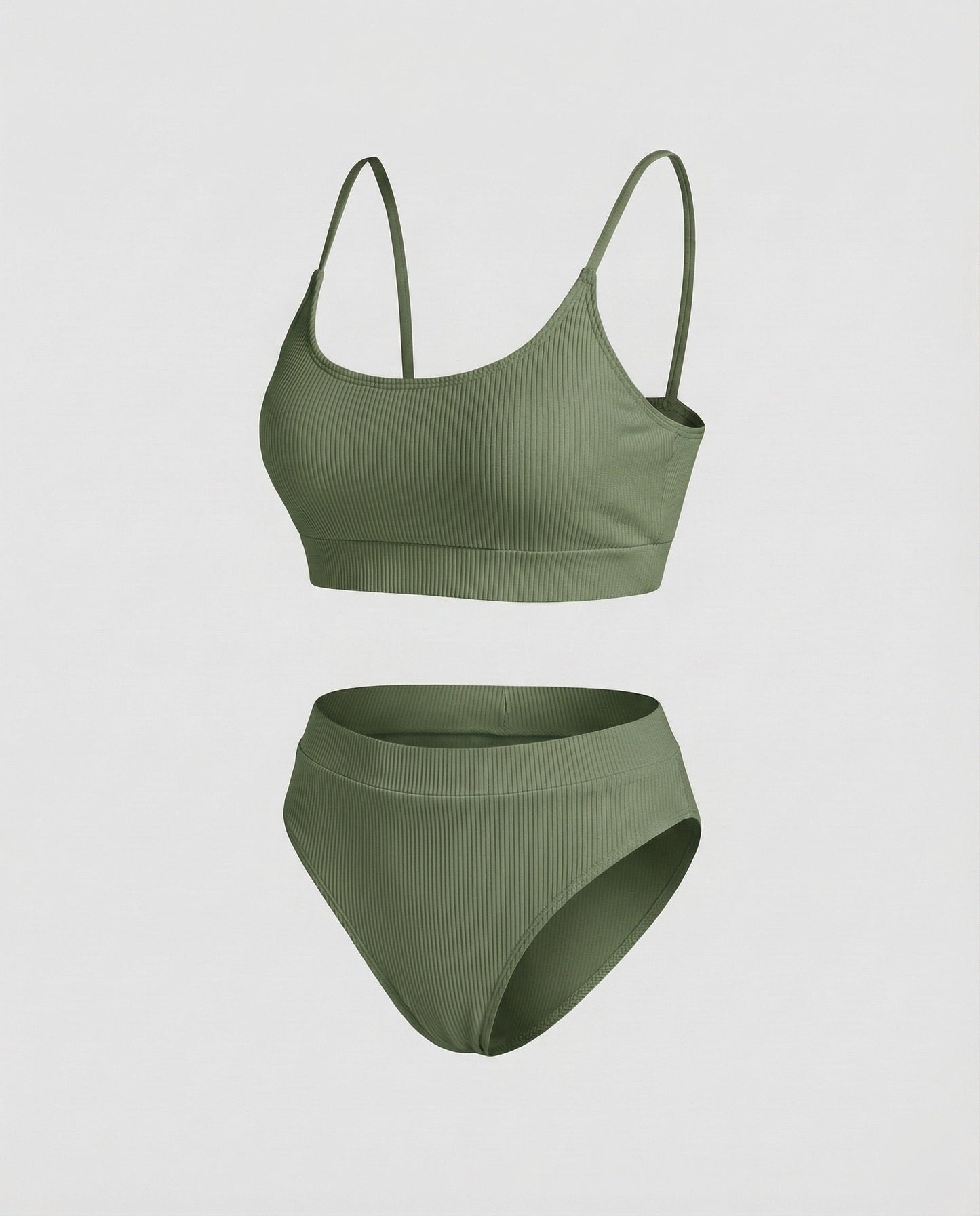 Women's Ribbed Bikini Set Spaghetti Strap Bustier