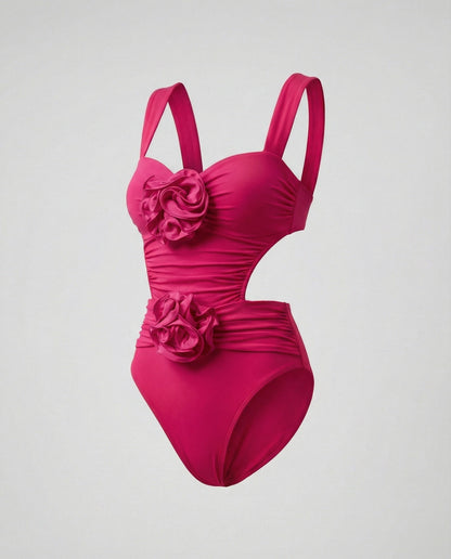 Women's swimsuit with rose appliqués