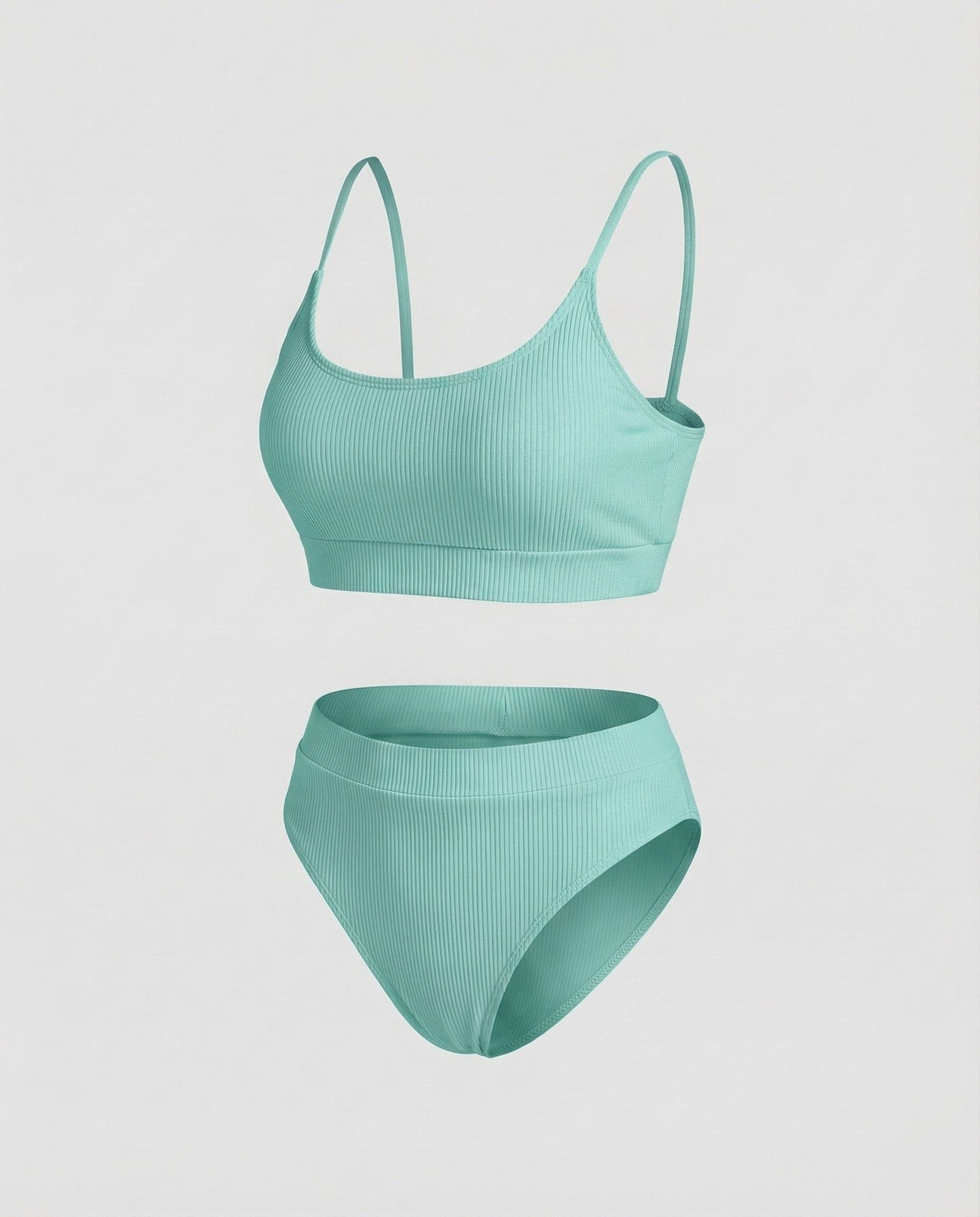 Ladies Ribbed Bikini Set Spaghetti Strap Bustier