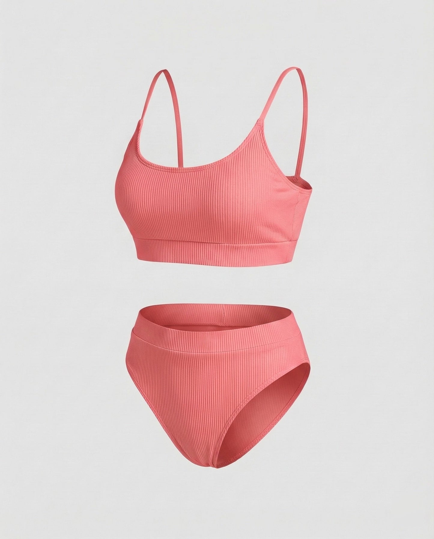 Ladies Ribbed Bikini Set Spaghetti Strap Bustier