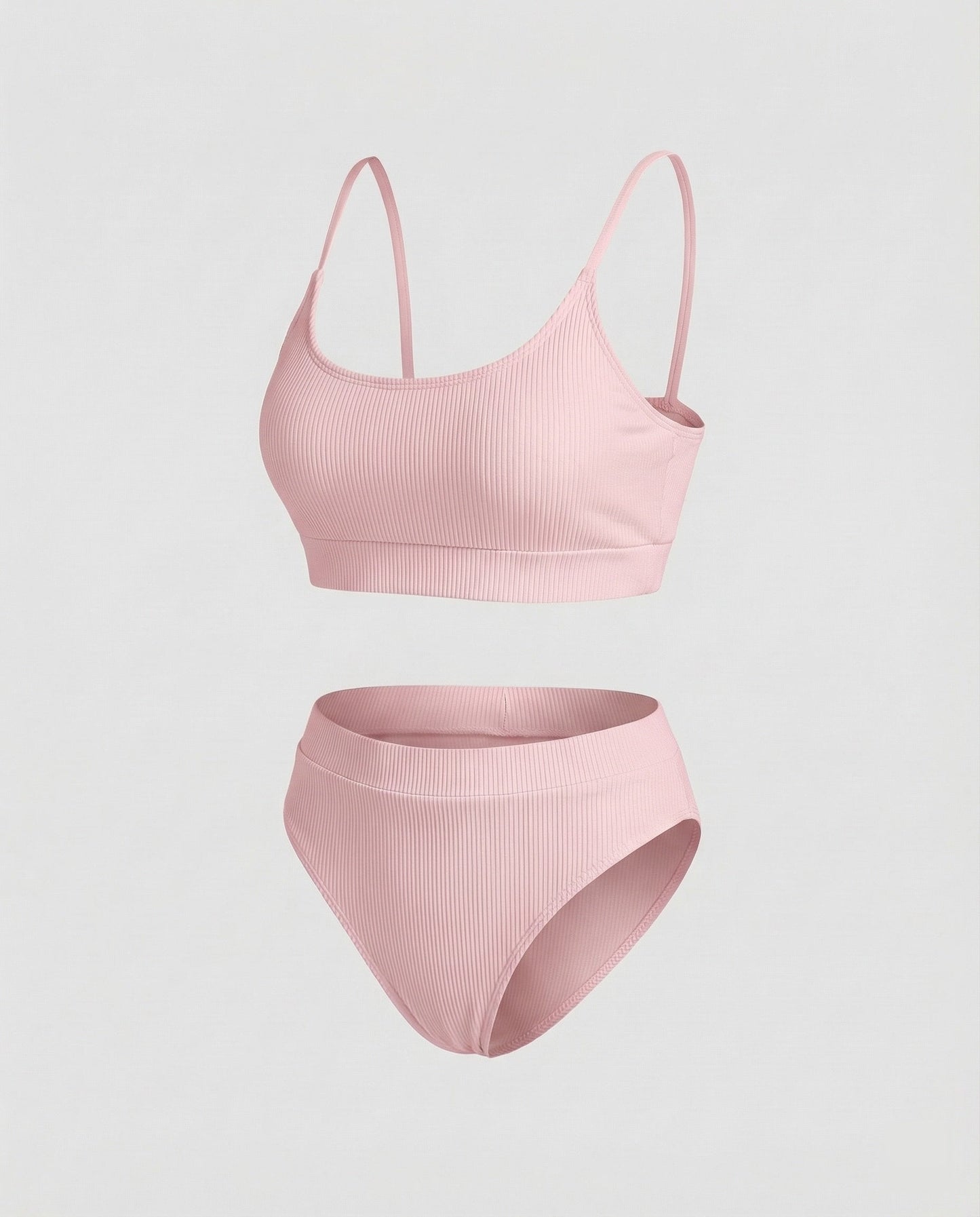 Ladies Ribbed Bikini Set Spaghetti Strap Bustier