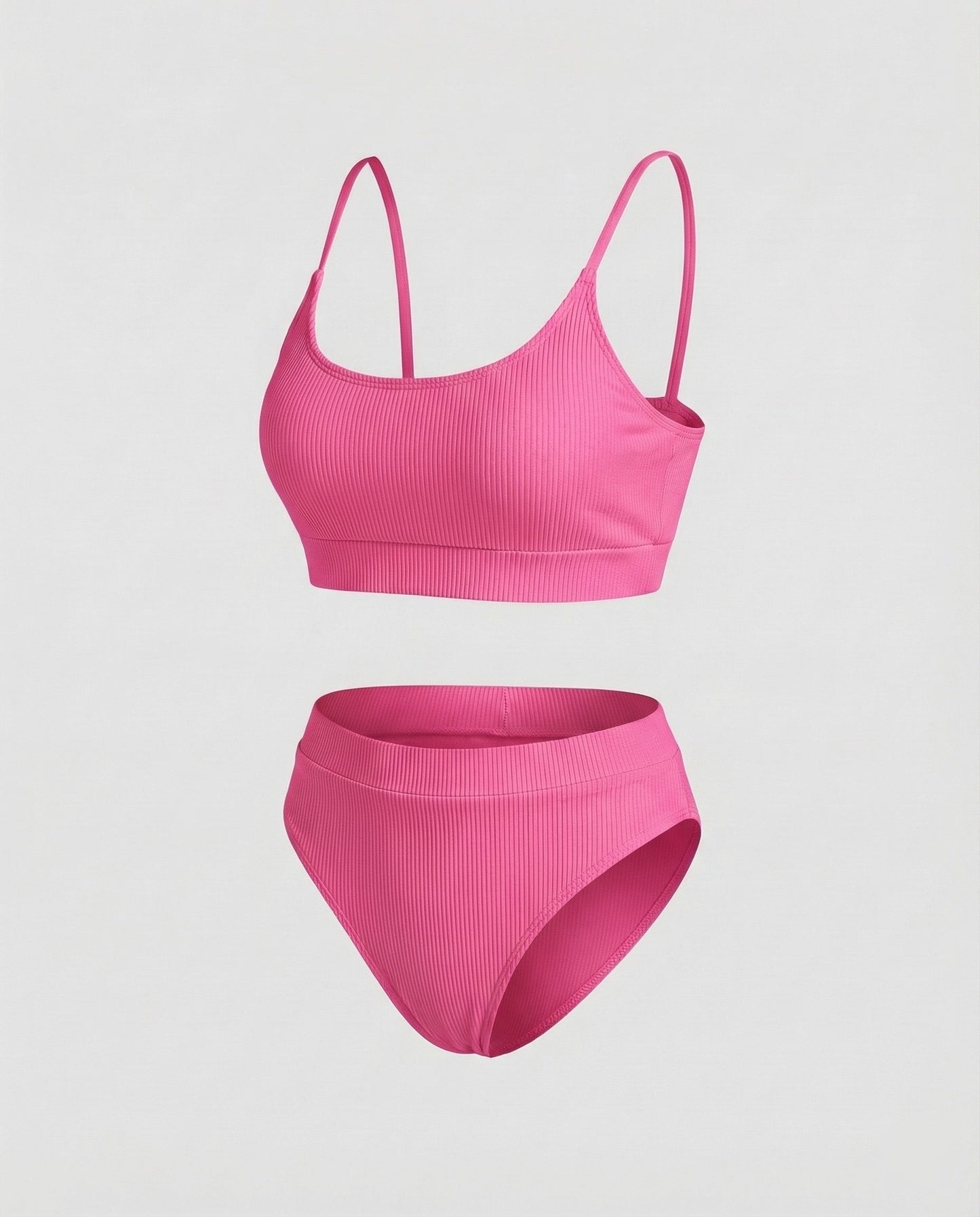 Women's Ribbed Bikini Set Spaghetti Strap Bustier