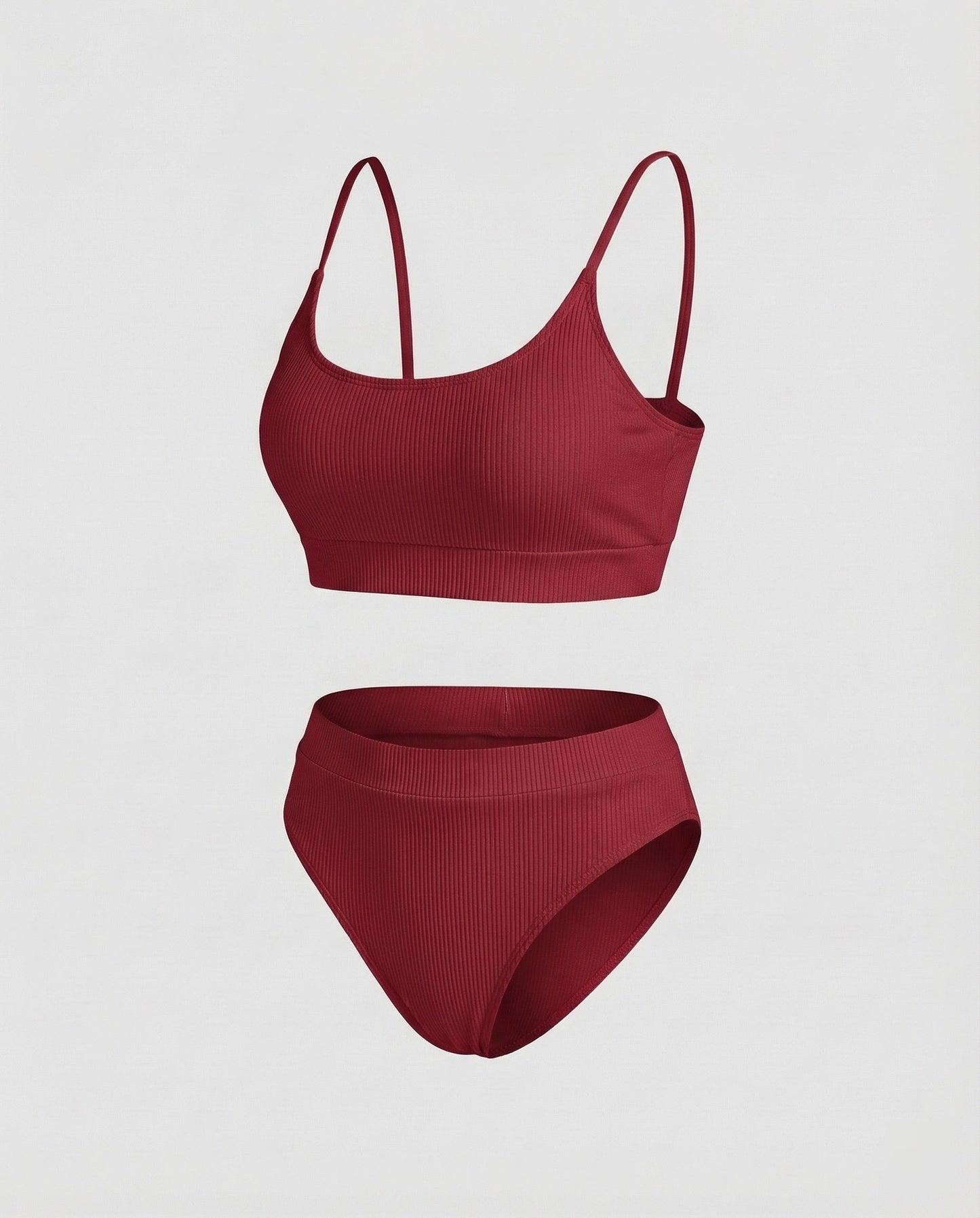 Ladies Ribbed Bikini Set Spaghetti Strap Bustier