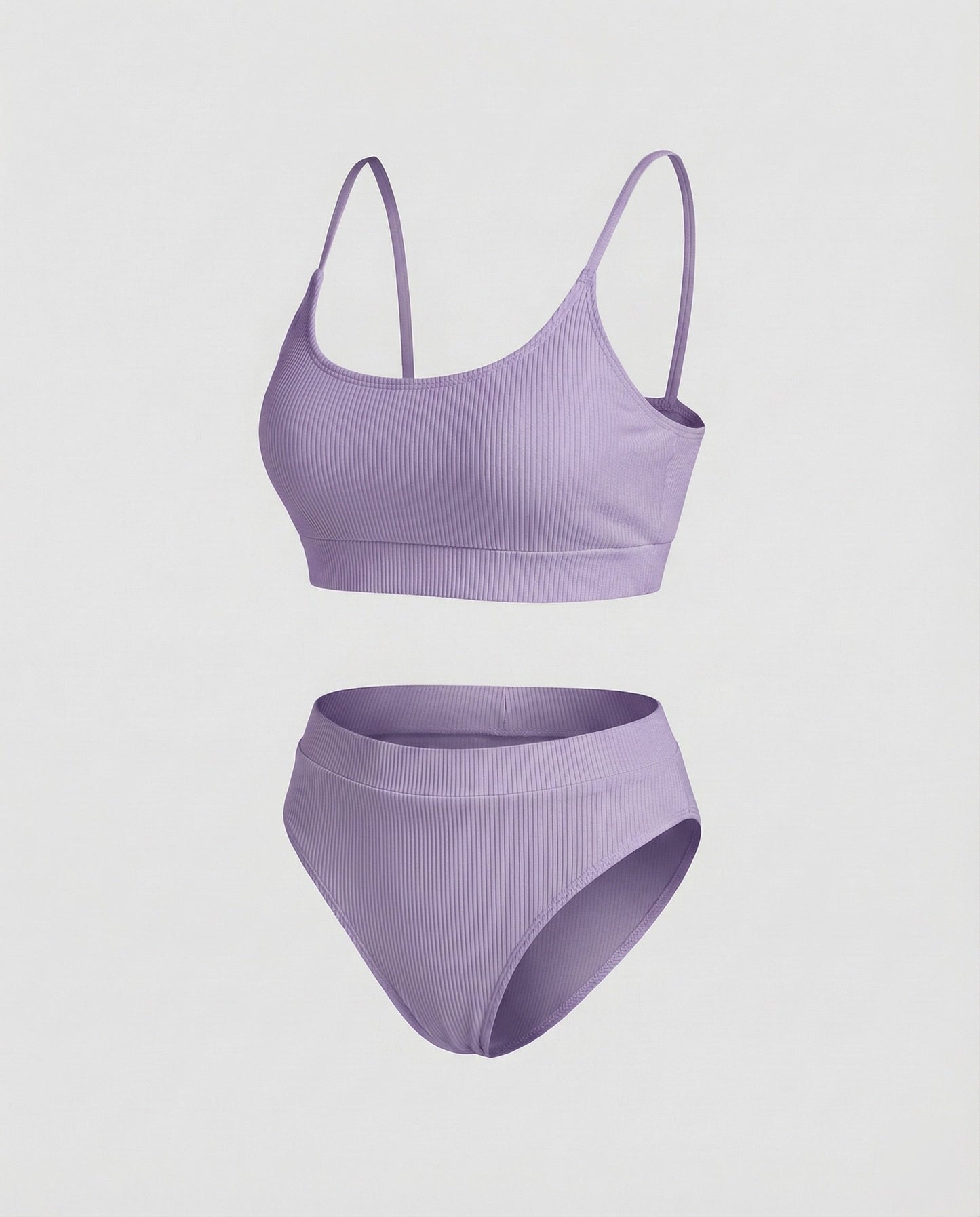 Ladies Ribbed Bikini Set Spaghetti Strap Bustier