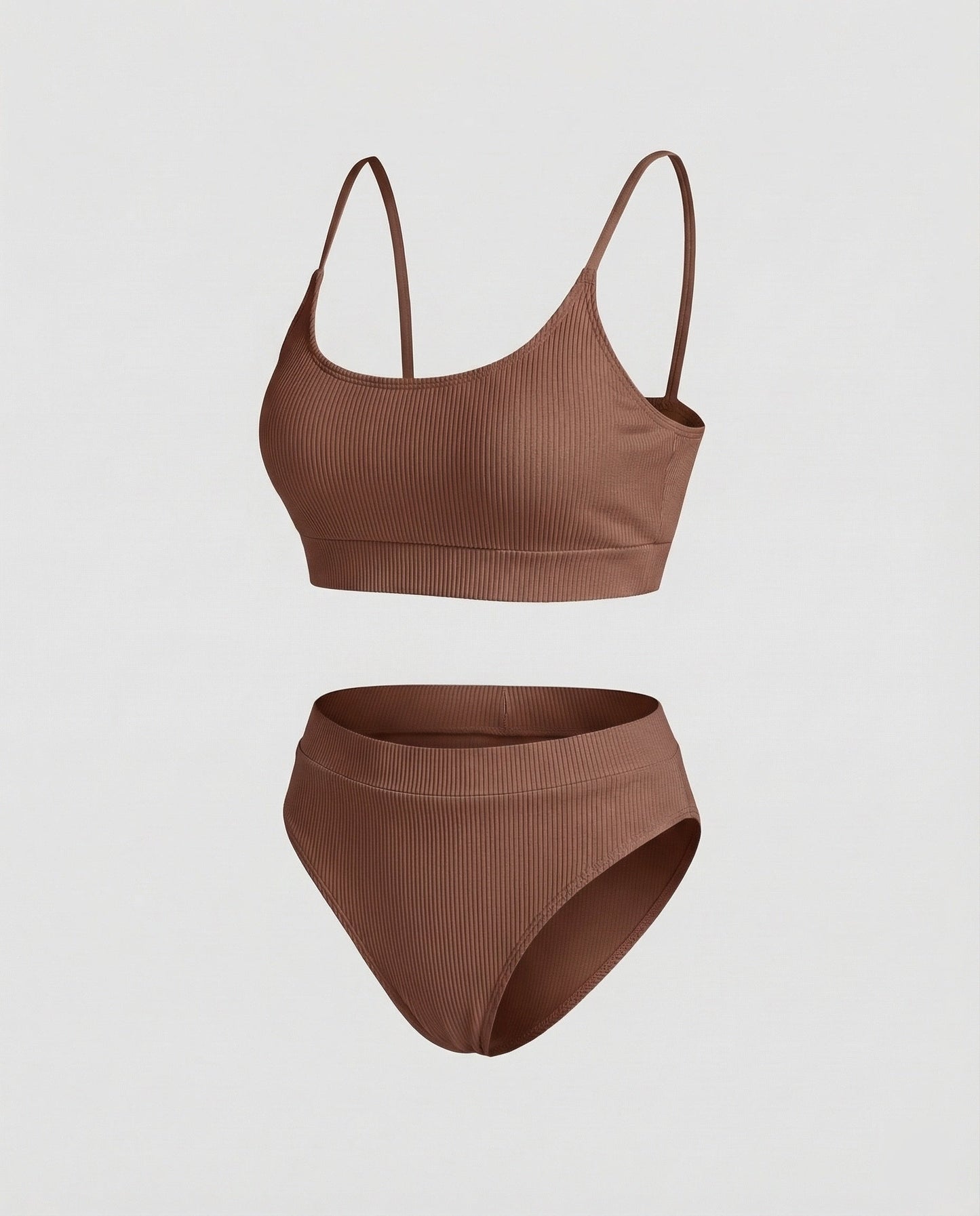 Ladies Ribbed Bikini Set Spaghetti Strap Bustier
