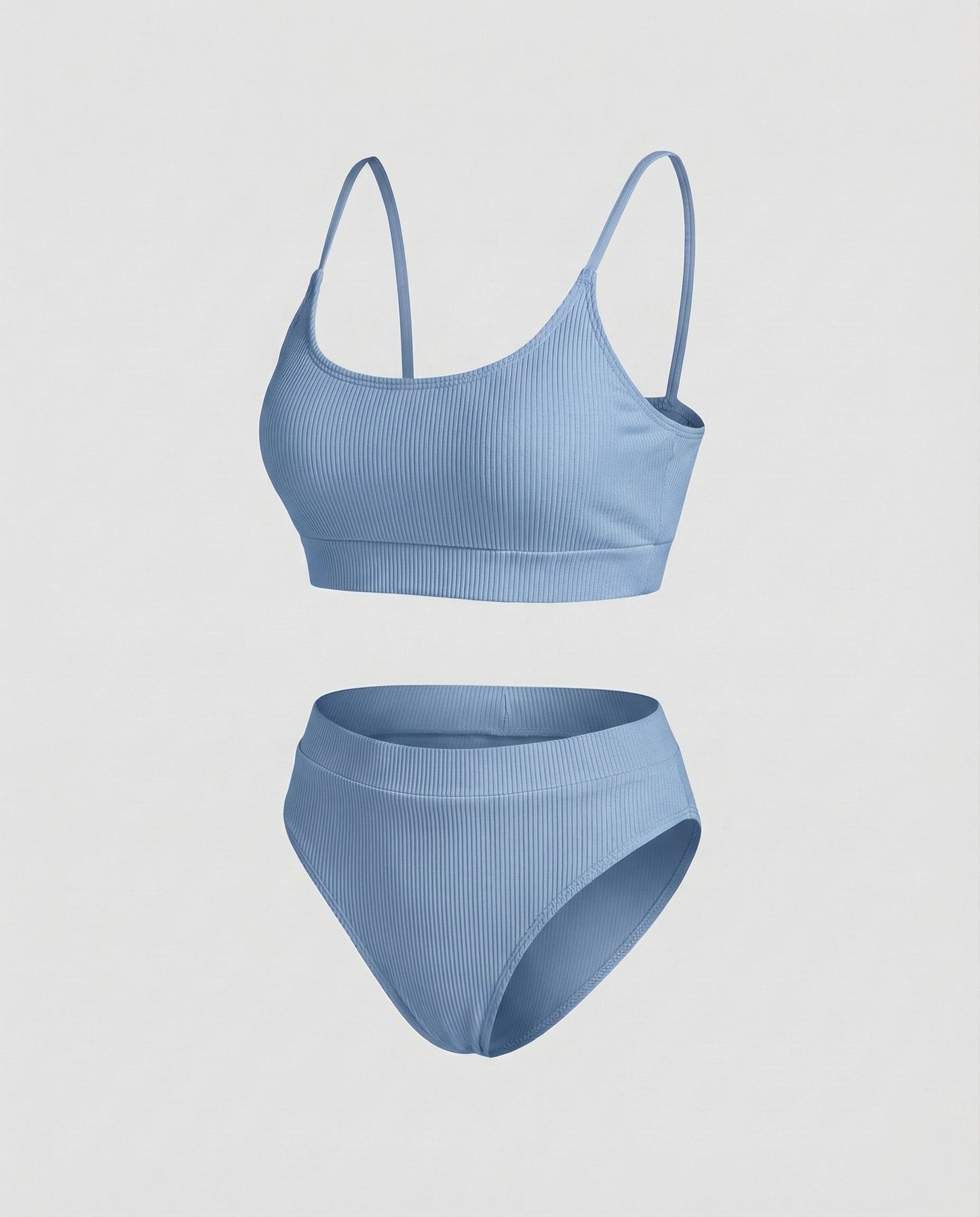 Ladies Ribbed Bikini Set Spaghetti Strap Bustier