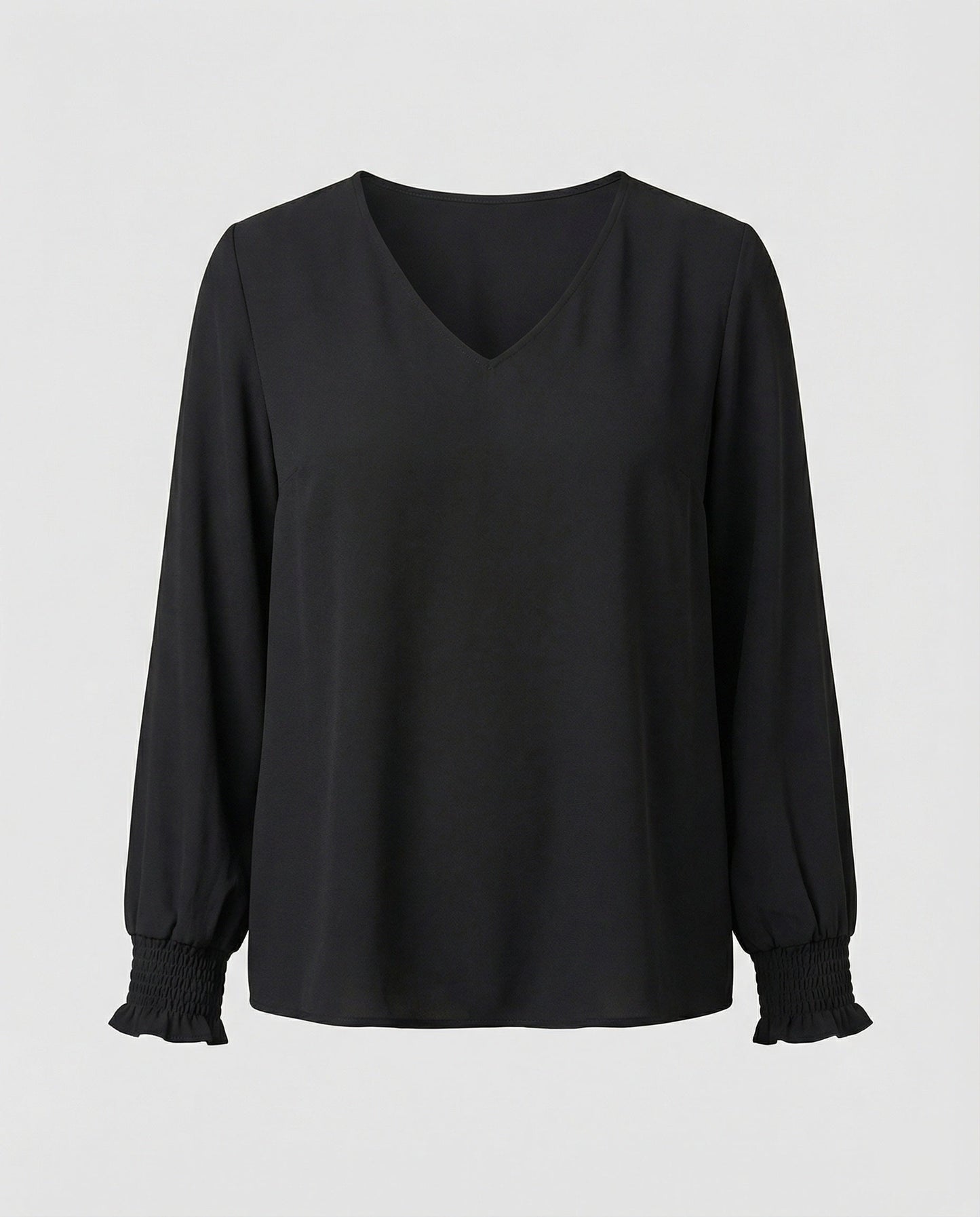 Ladies elegant blouse with deep V-neck and voluminous sleeves