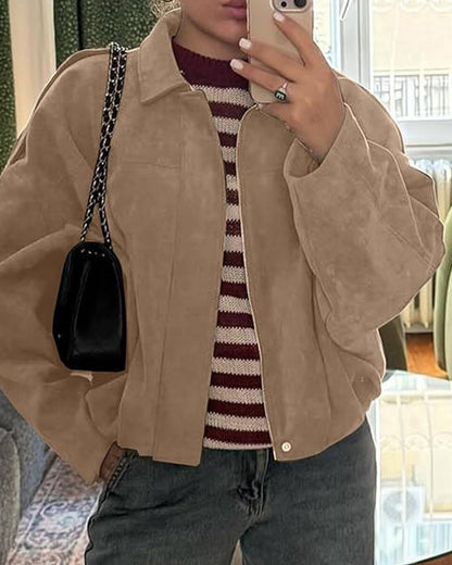 Shop Velvia | Suede Bomber Jacket