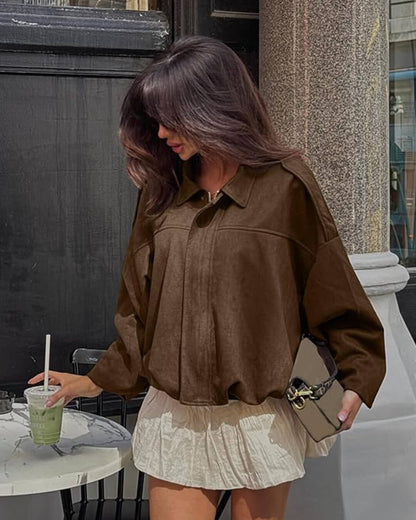Shop Velvia | Suede Bomber Jacket