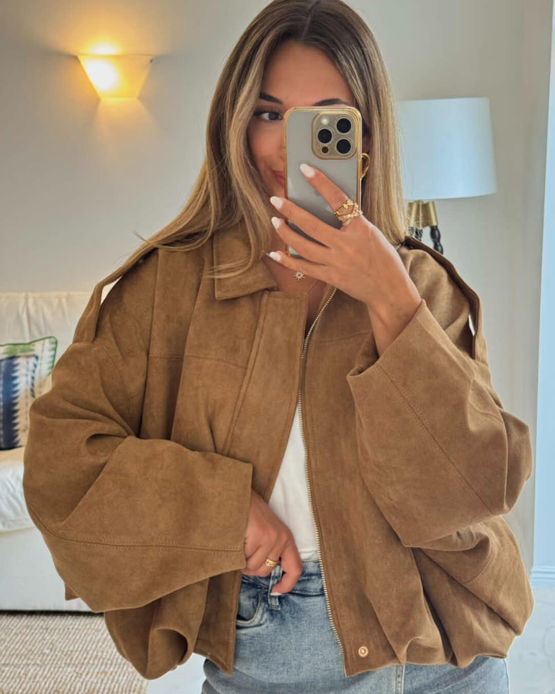 Shop Velvia | Suede Bomber Jacket