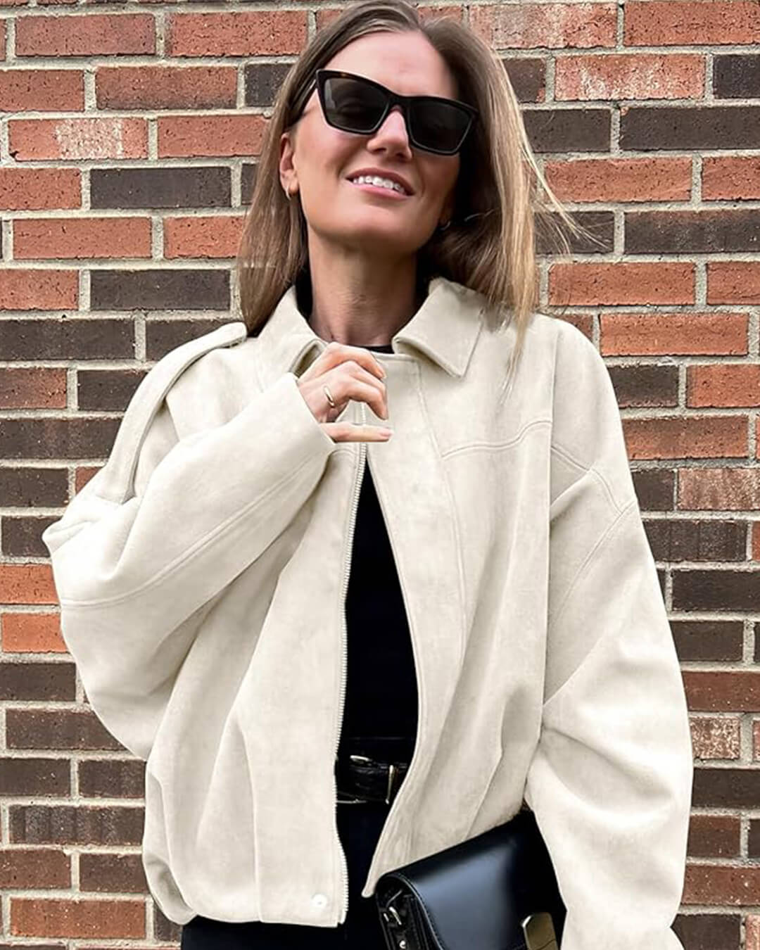 Shop Velvia | Suede Bomber Jacket