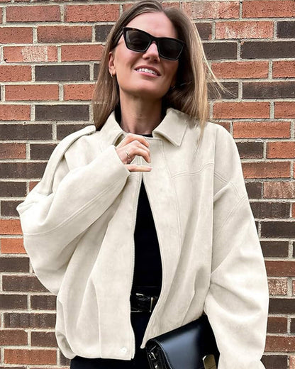 Shop Velvia | Suede Bomber Jacket