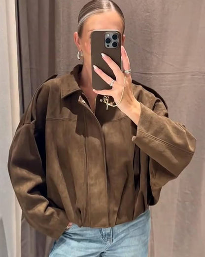 Shop Velvia | Suede Bomber Jacket