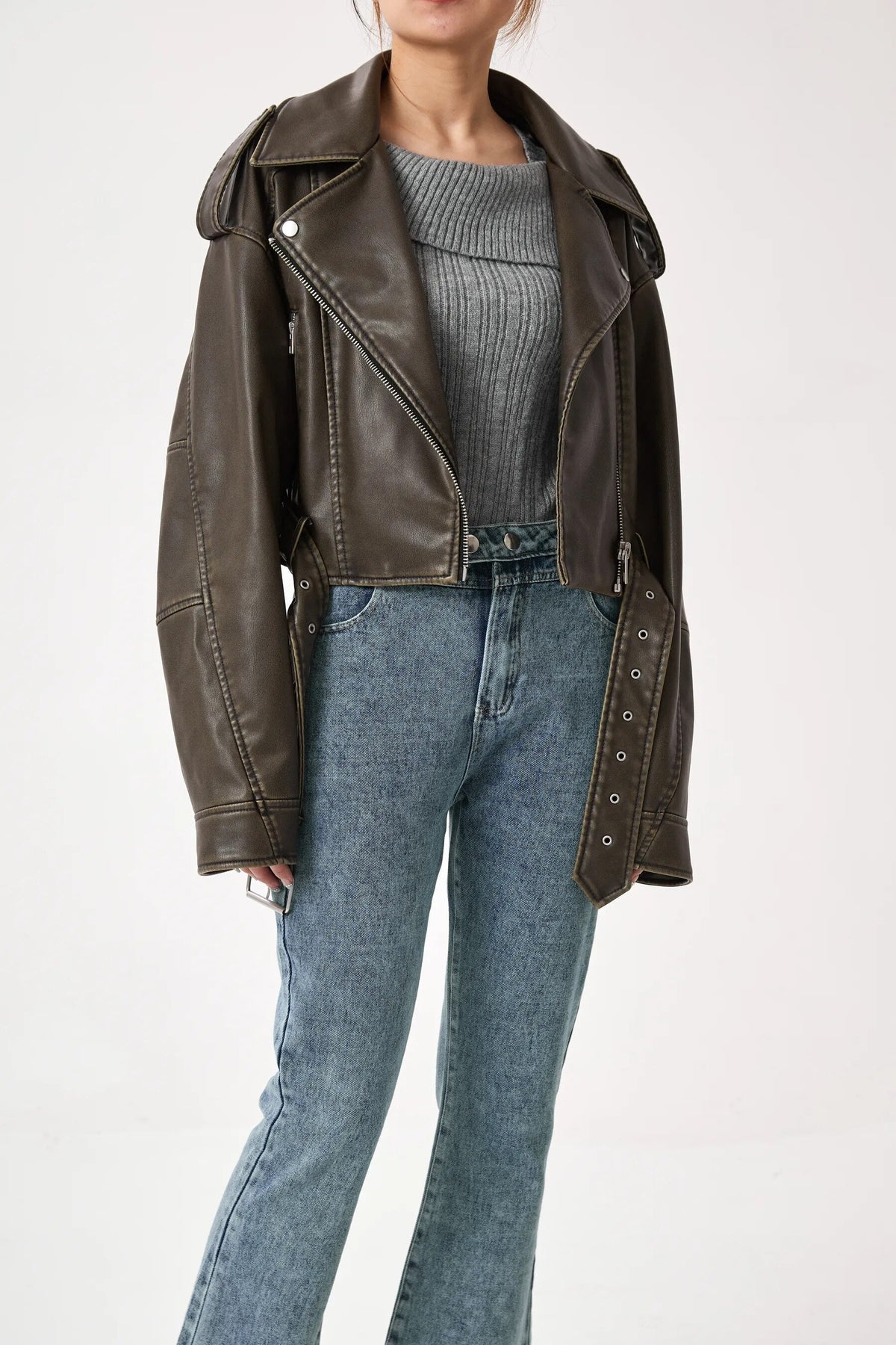 Shop Velvia | Short-Cut Biker Jacket - Vintage & Stylish