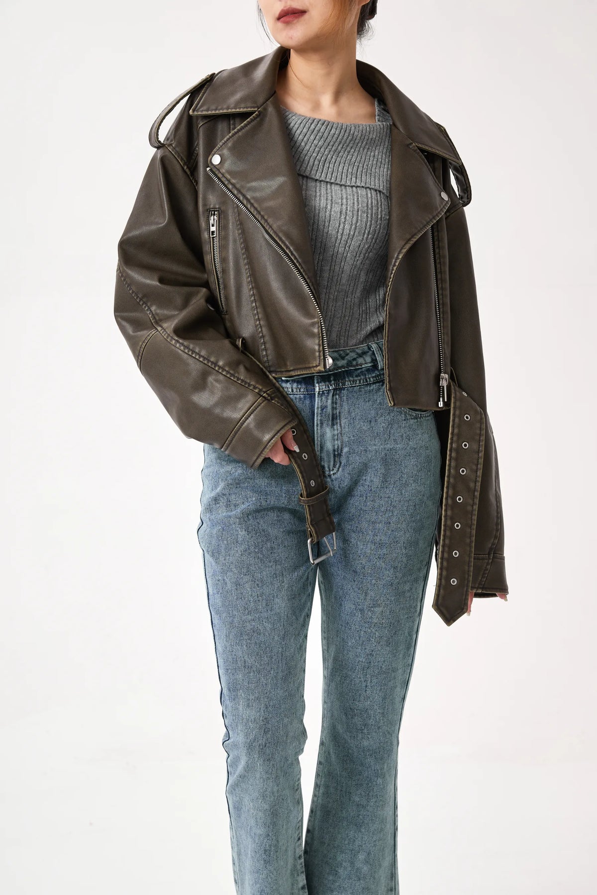 Shop Velvia | Short-Cut Biker Jacket - Vintage & Stylish