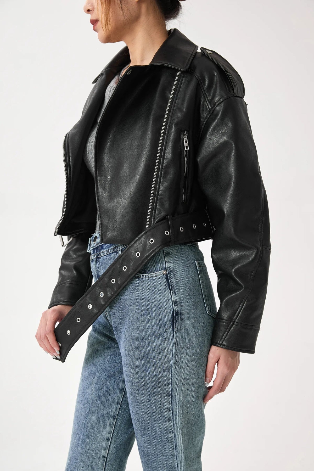 Shop Velvia | Short-Cut Biker Jacket - Vintage & Stylish