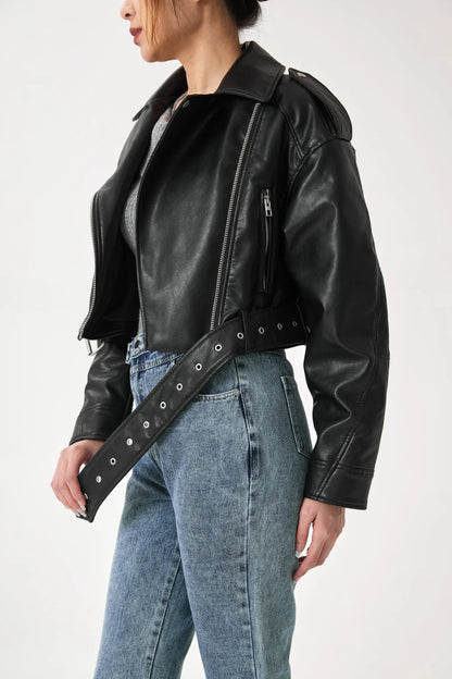 Shop Velvia | Short-Cut Biker Jacket - Vintage & Stylish