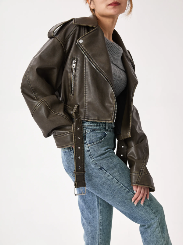 Shop Velvia | Short-Cut Biker Jacket - Vintage & Stylish