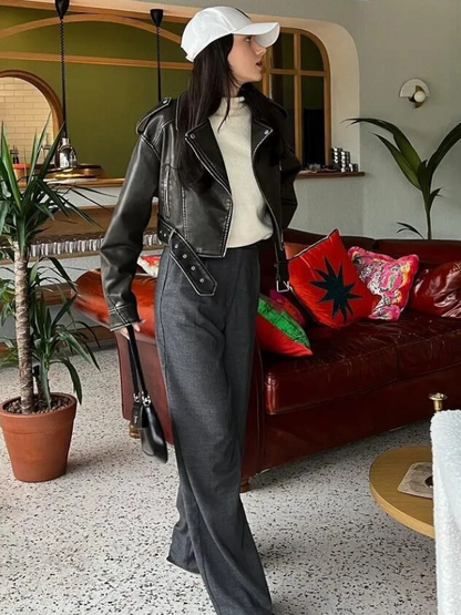 Shop Velvia | Short-Cut Biker Jacket - Vintage & Stylish