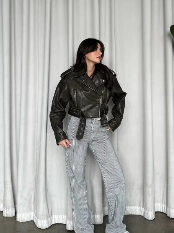 Shop Velvia | Short-Cut Biker Jacket - Vintage & Stylish