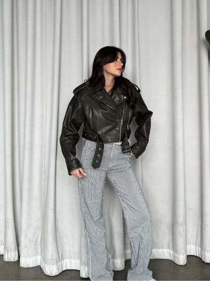 Shop Velvia | Short-Cut Biker Jacket - Vintage & Stylish