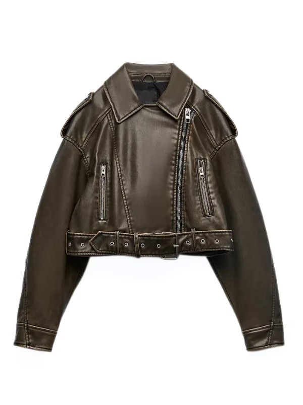 Shop Velvia | Short-Cut Biker Jacket - Vintage & Stylish