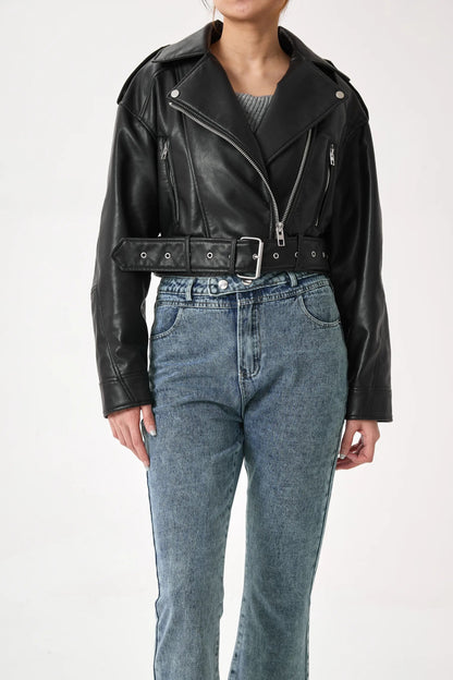 Shop Velvia | Short-Cut Biker Jacket - Vintage & Stylish