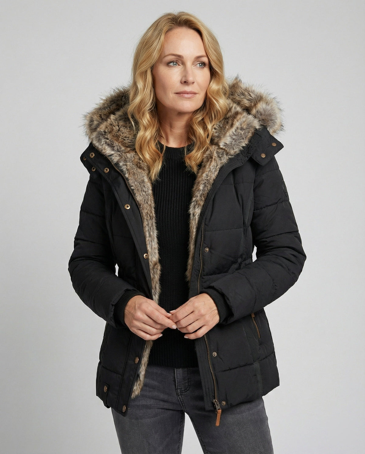 Shop Velvia | Warm waterproof winter coat with lining and hood